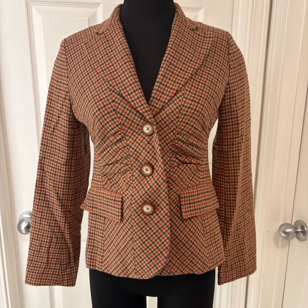 Sundance Houndstooth Wool Blend Blazer Sz 4P